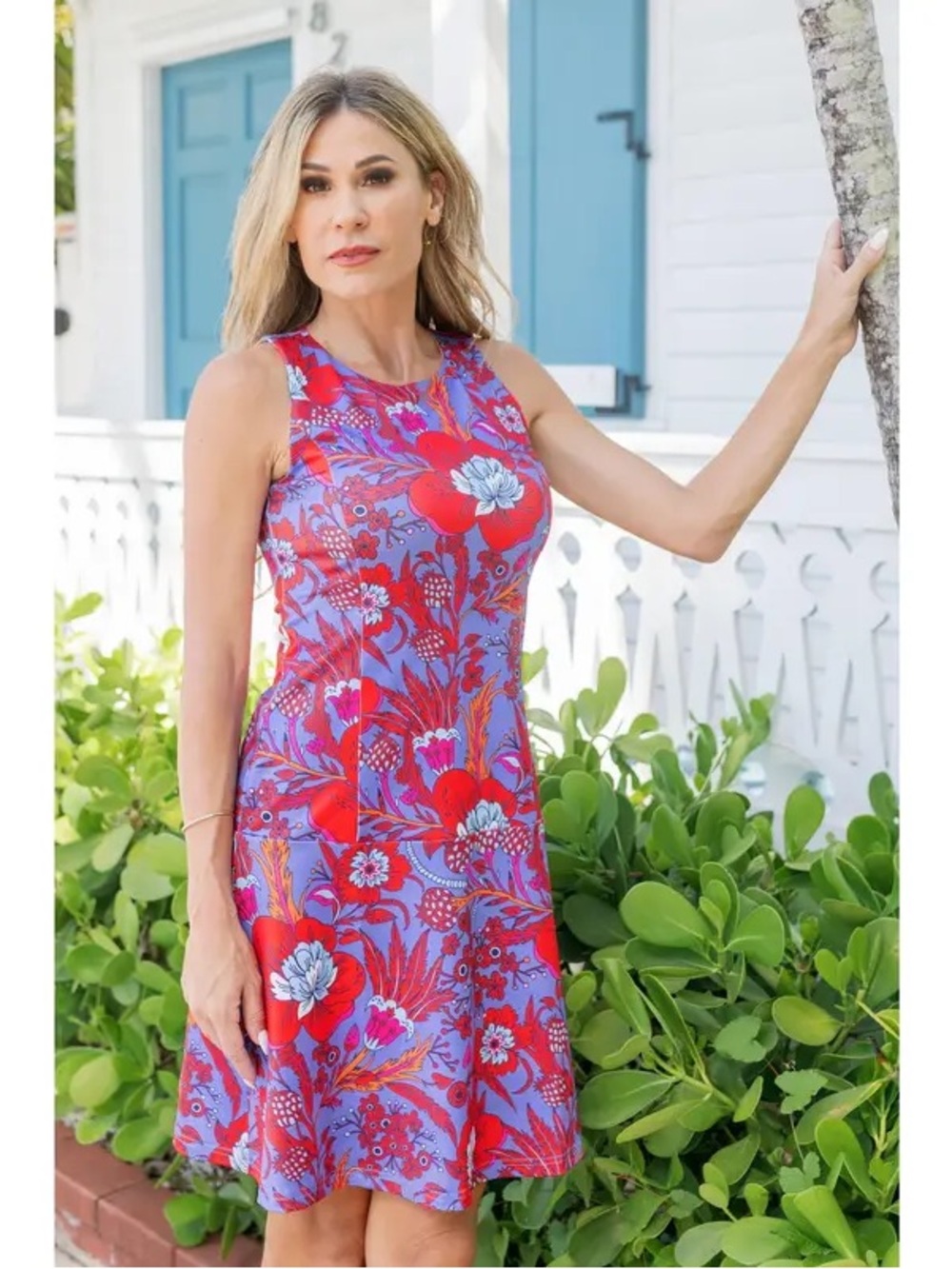 Jean-Pierre Klifa Paris Bridgit Shift Dress Wallpaper Floral Red Purple NWOT